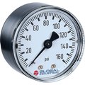 Global Industrial 2-1/2 Pressure Gauge, 160 PSI, 1/4 NPT CBM, Steel B2781453